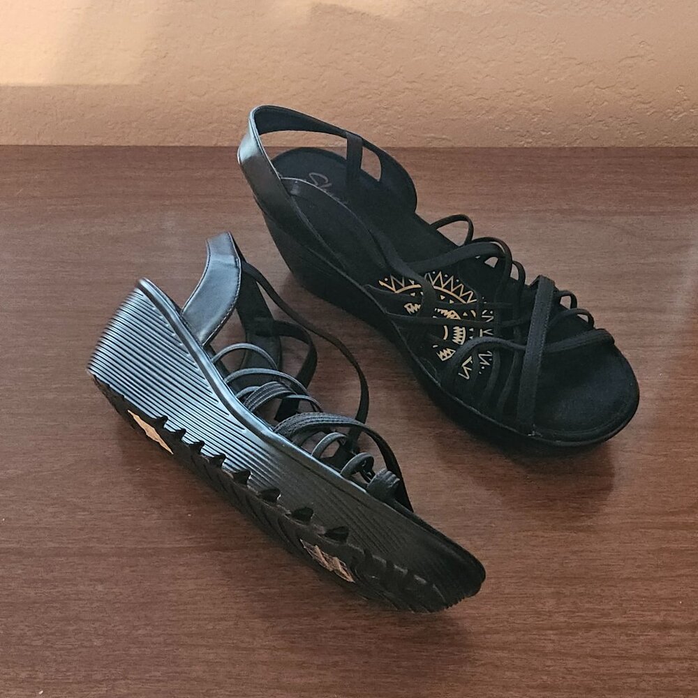 Skechers Women's Parallel-Crossed Memory Foam Slingback Sandal Wedge Size 11